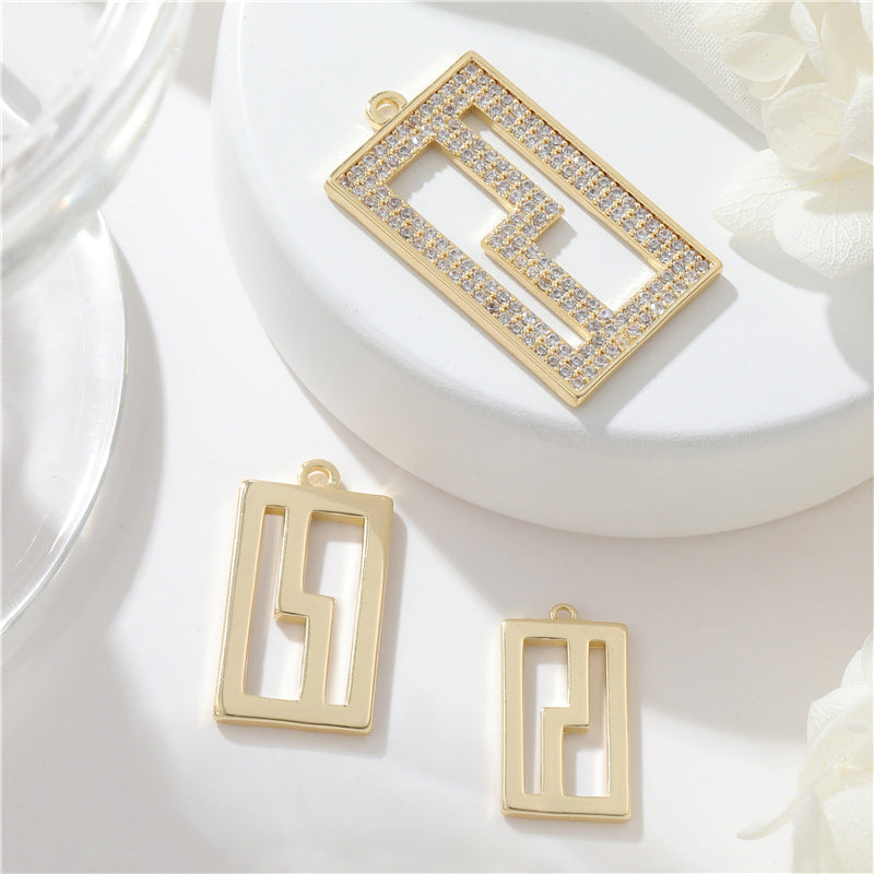 Pendentif à breloque 2 pièces rectangulaires 14K GF