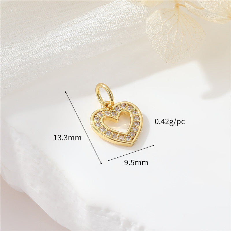 2 coeur floral lune cercle étoile arbre de Noël pendentif à breloque strass embelli 14K GF