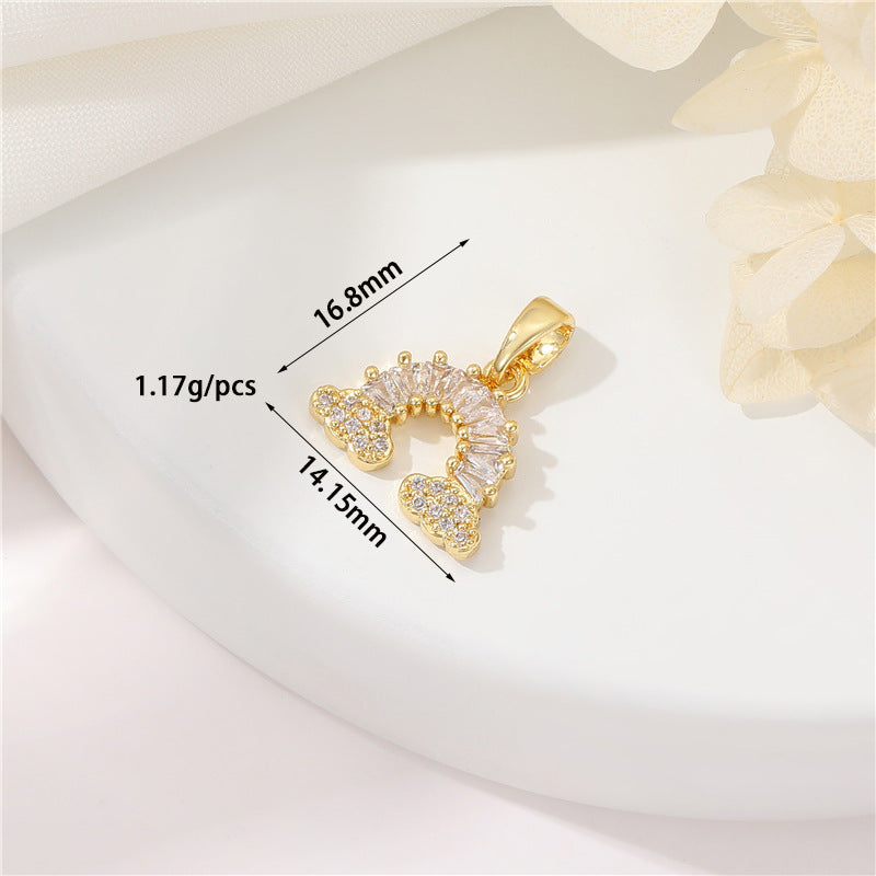2 pendentifs à breloque en forme d'éventail de papillons floraux de cerise en demi-cercle ornés de strass 14K GF