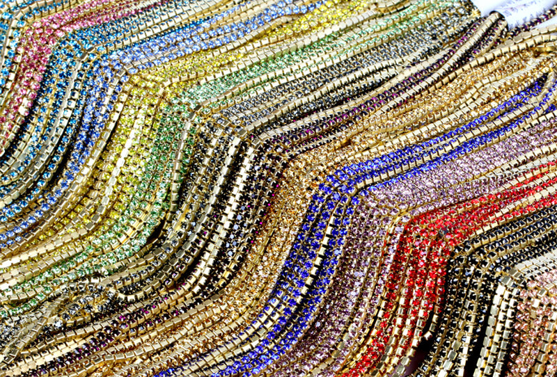 10 yd Colorful Rhinestone Cup Chain Gold Trim Metal Cup Close Chain Jewelry High Quality Wedding Veil Finding 2mm 2.5mm 2.8mm 3mm