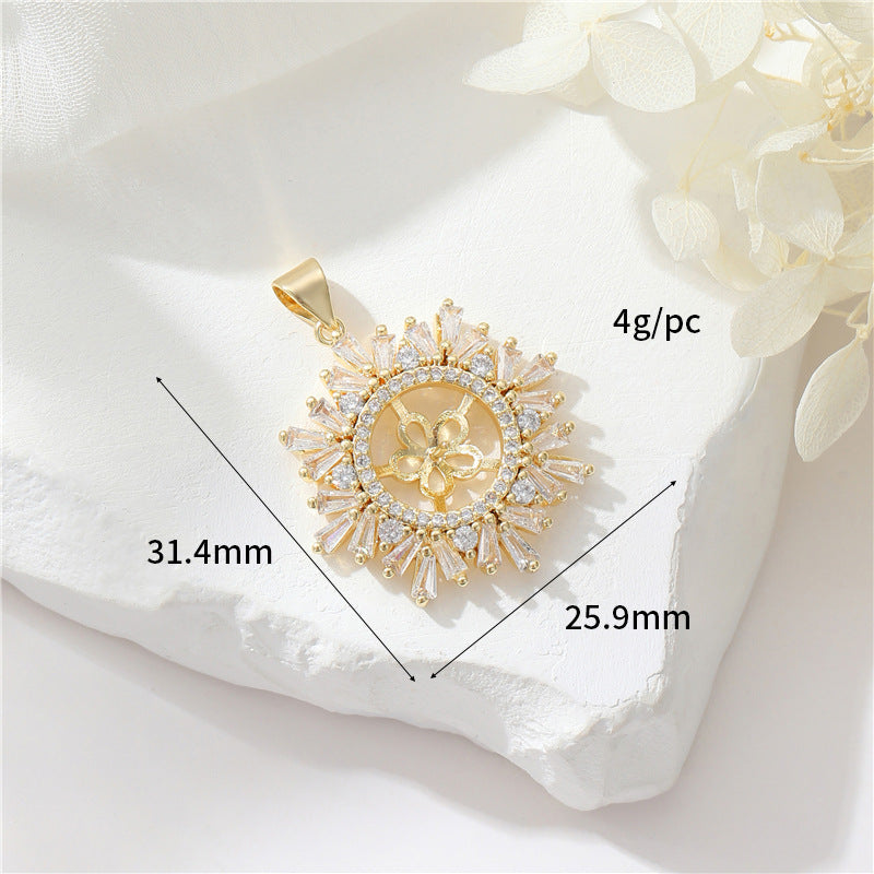 2 Blumen Katze Sonne Schmetterling Herz Meerjungfrau Rechteck Charm Anhänger Strass verziert 14K GF