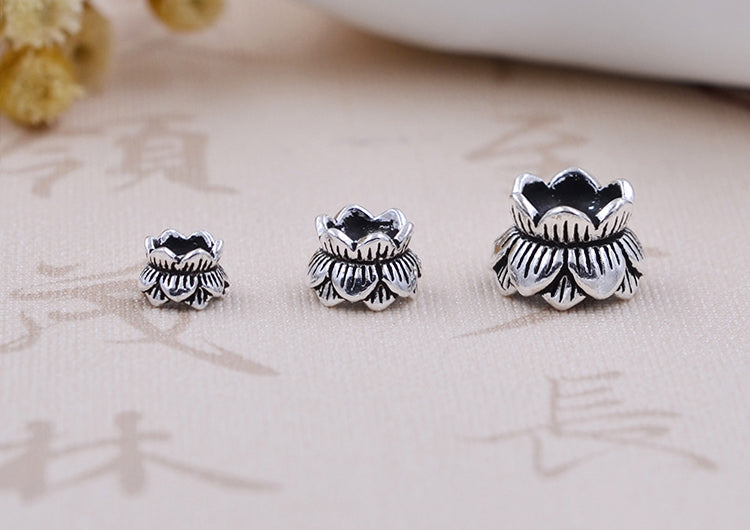 Perle florale de lotus en argent sterling, espaceur S925
