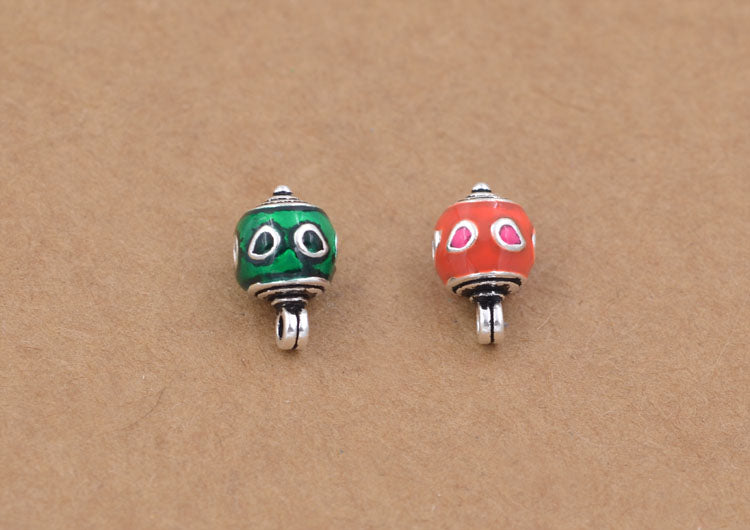 Sterling Silver Enamel Epoxy Round Bead Spacer with Loop S925 Finding