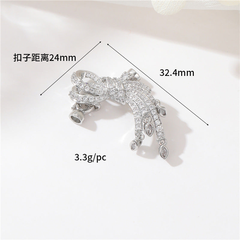 2 Schleife, Schmetterling, Blumen-Karabinerverschluss, Muschel-Strasssteinverzierung, 14-karätige GF-Federschnallenverschlüsse, Verbinder