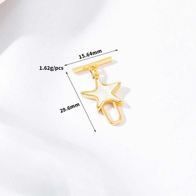 2 Star Cross Heart OT Clasp 14K GF Resin Rhinestone Embellished Clasps Connector