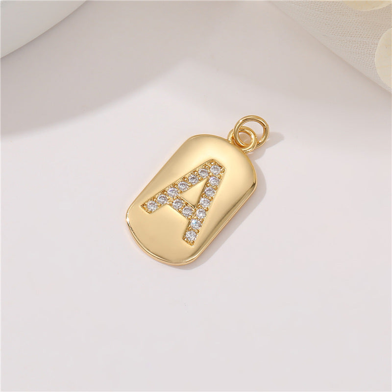 2 pendentif à breloque initiale Alphabet AZ orné de strass 14K GF