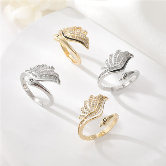 2 bagues de déclaration ornées de strass de cygne à cercle ouvert 14K GF