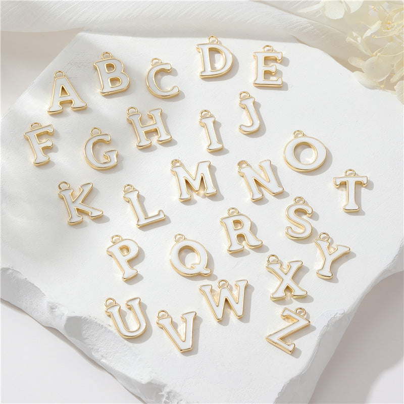 2 Emaille-Epoxidharz-Anfangsbuchstaben AZ-Charm-Anhänger 14K GF