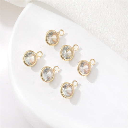 10 pendentifs à breloques en pierre ronde ornés de strass 14K GF