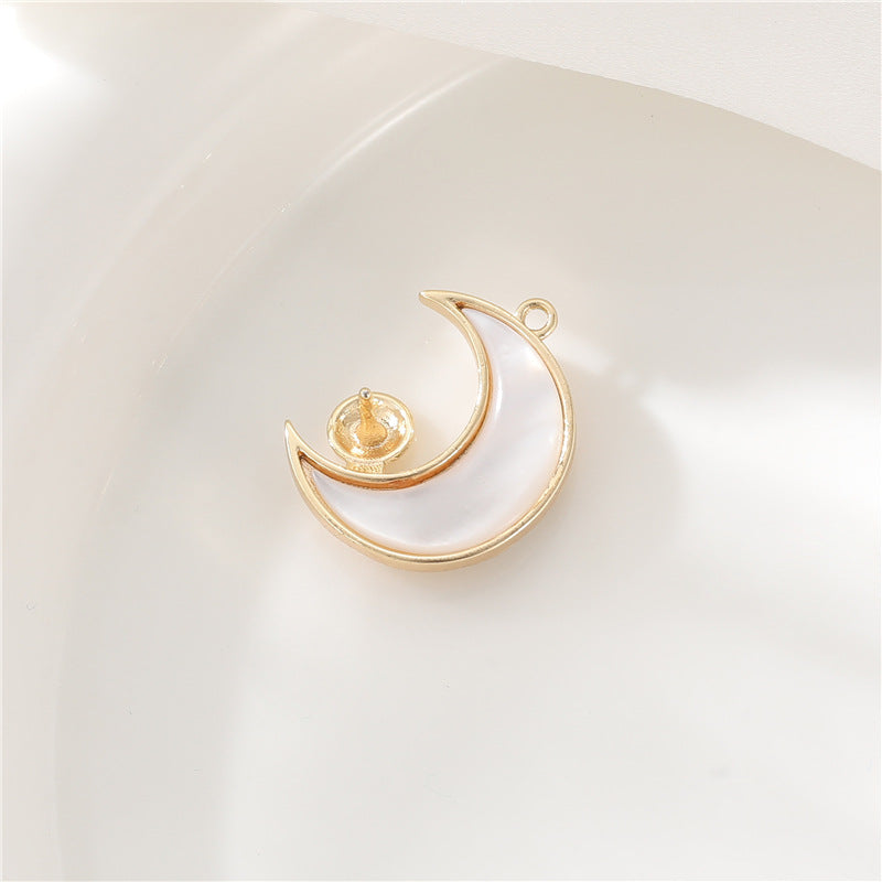 2 Lune Papillon Patte Charme Pendentif Résine Embellie 14K GF Perle Semi-Percée Perle Vierge