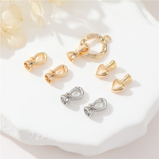 2 fermoirs circulaires en forme de cœur, connecteur de fermoirs à boucle à crochet 14K GF