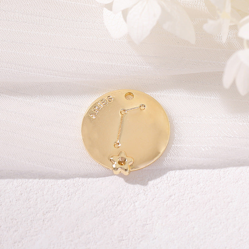 2 Round Zodiac Piece Charm Pendant 14K GF