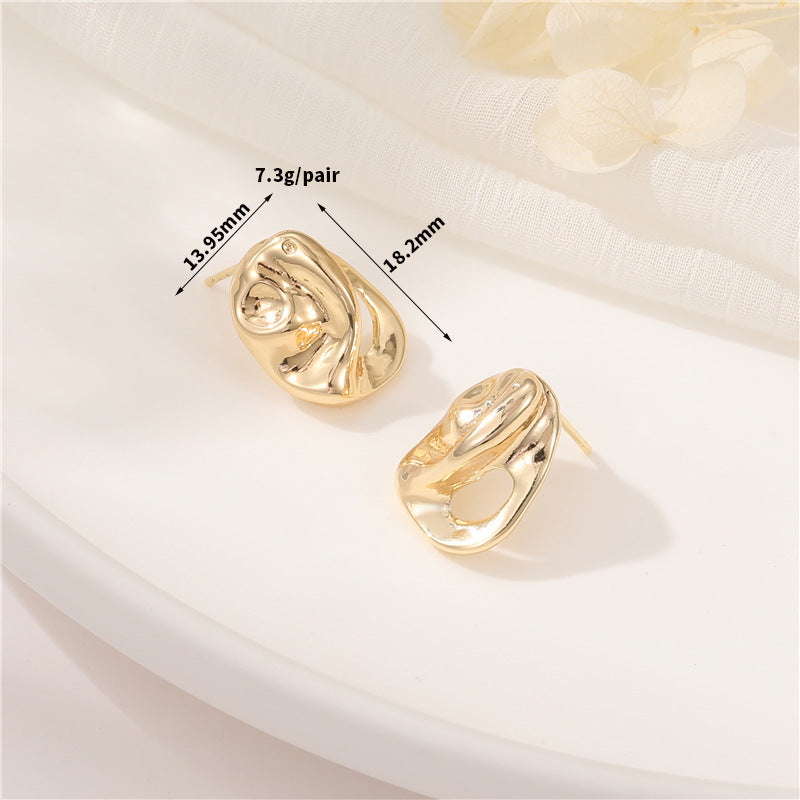 4 boucles d'oreilles ovales fondues avec boucle d'oreille 14K GF