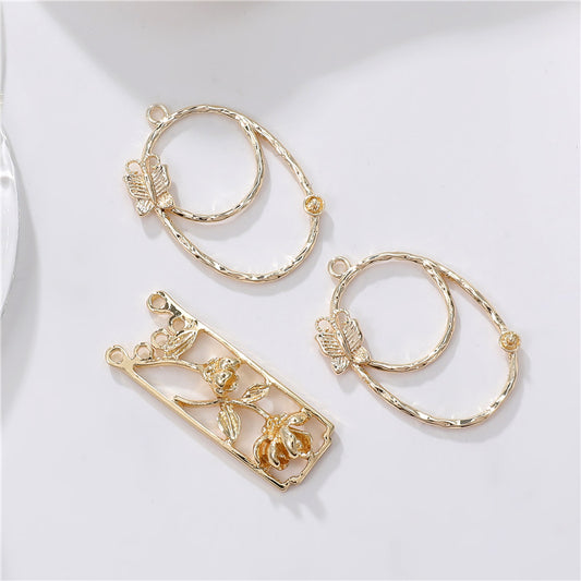 2 pendentifs à breloques florales à boucles multiples 14K GF