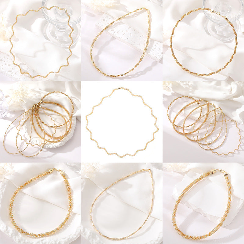 Collier 2 chaînes serpent 14K GF ras du cou