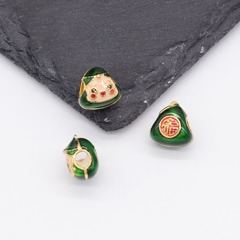 2 Zong Zi Charm Pendentif Émail Époxy 14K GF