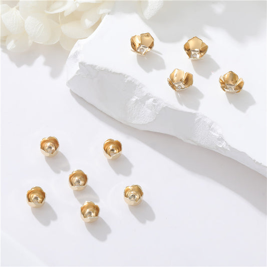 10 capuchons de perles florales, tasse 14K GF, entretoise de perles de charme