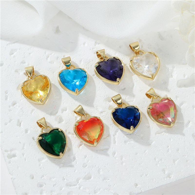 Pendentif à breloque 2 cœurs orné de strass 14K GF