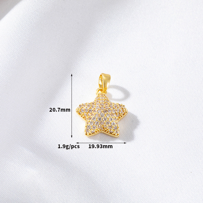 Pendentif à breloque 2 étoiles orné de strass 14K GF
