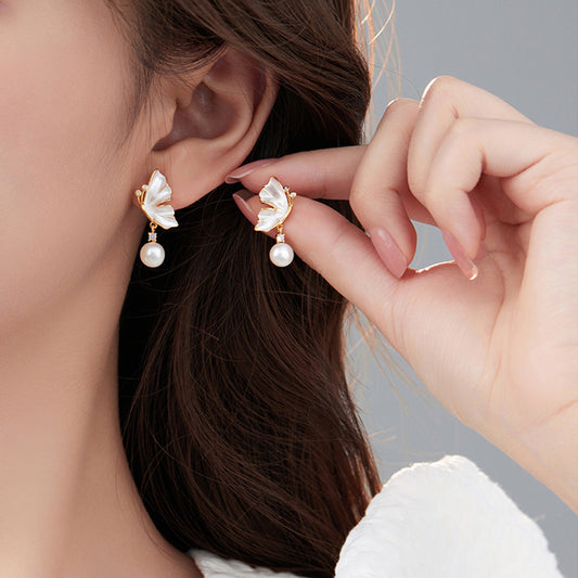 4 boucles d'oreilles papillon coeur broche fleur croix feuille boucles d'oreilles 14K GF coquille strass embelli boucle d'oreille moitié percée perle perle vierge