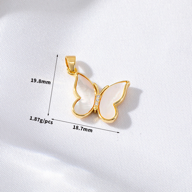 2 pendentifs à breloque papillon en forme de coquille ornés de strass 14K GF