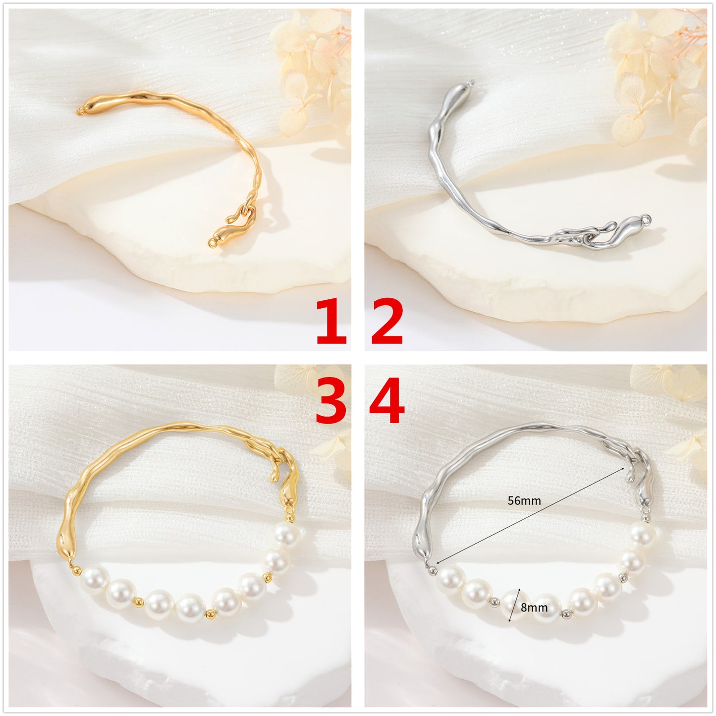 2 charmes de barre de bâton de fusion courbés avec fermoir à crochet 14K GF