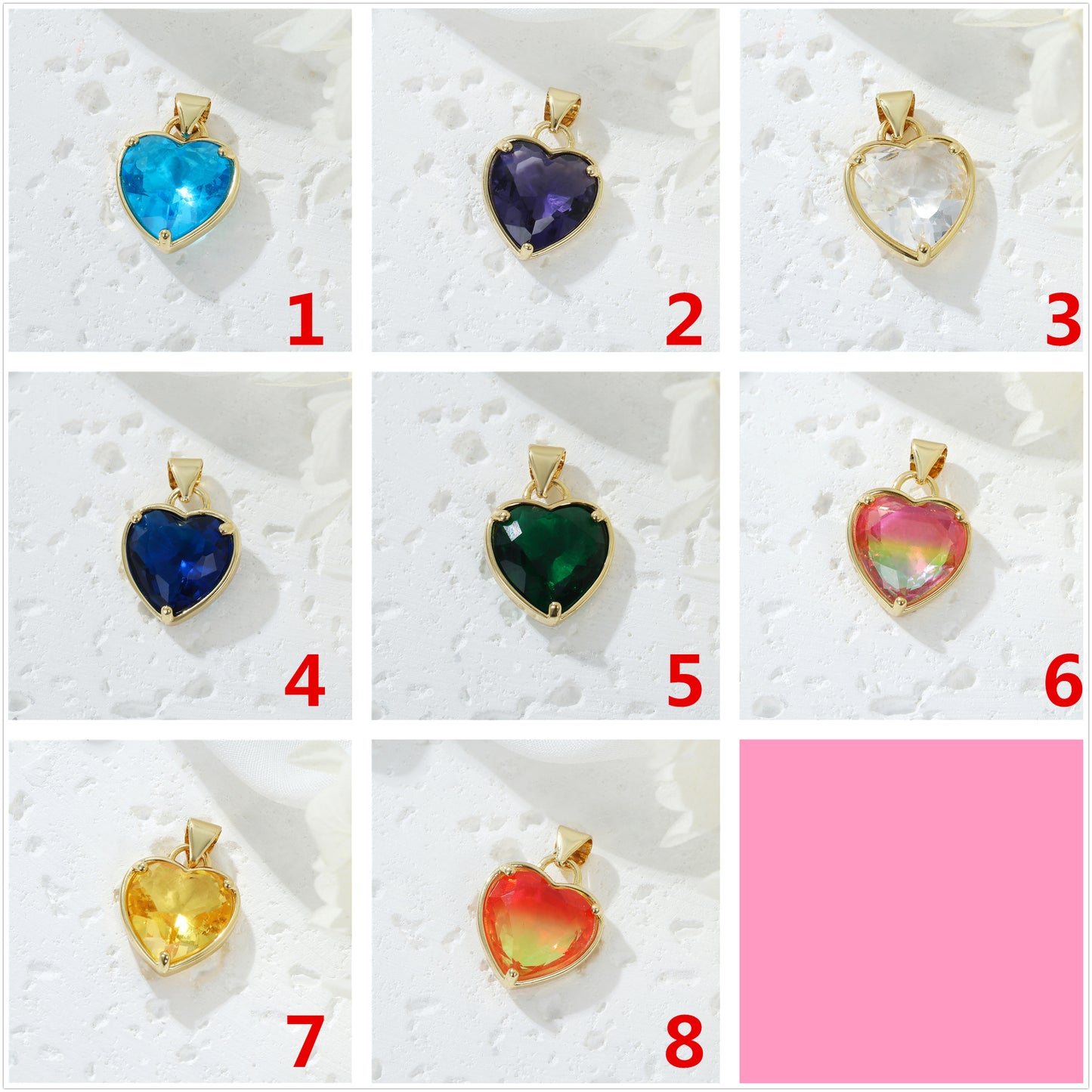 Pendentif à breloque 2 cœurs orné de strass 14K GF