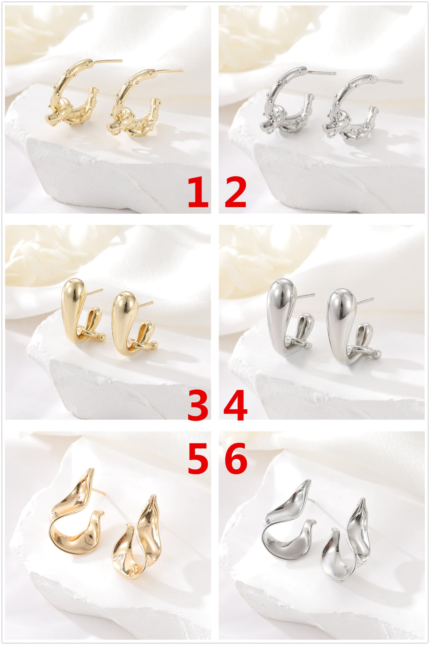 4 boucles d'oreilles épaisses en demi-cercle 14K GF Earing
