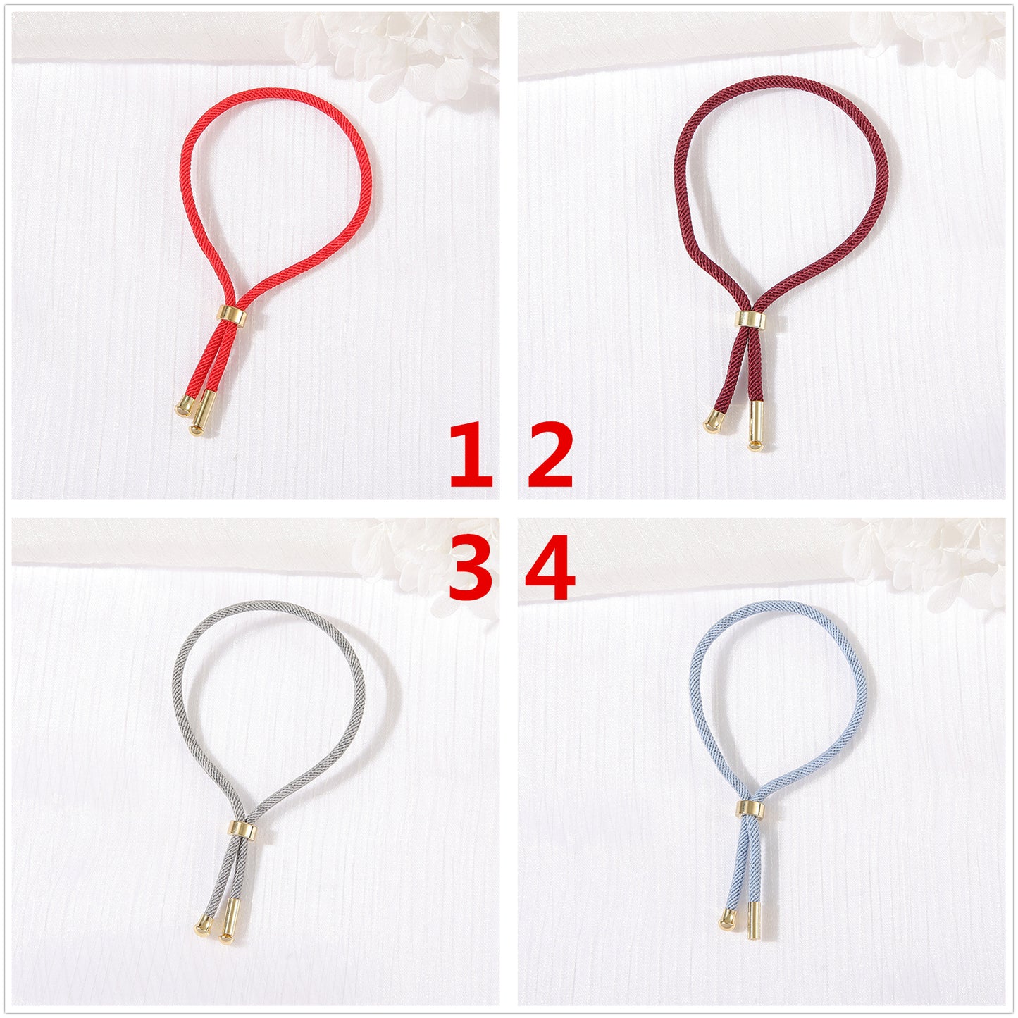 2 verstellbare schlichte geflochtene Schnurarmbänder aus 14-karätigem GF-Armband