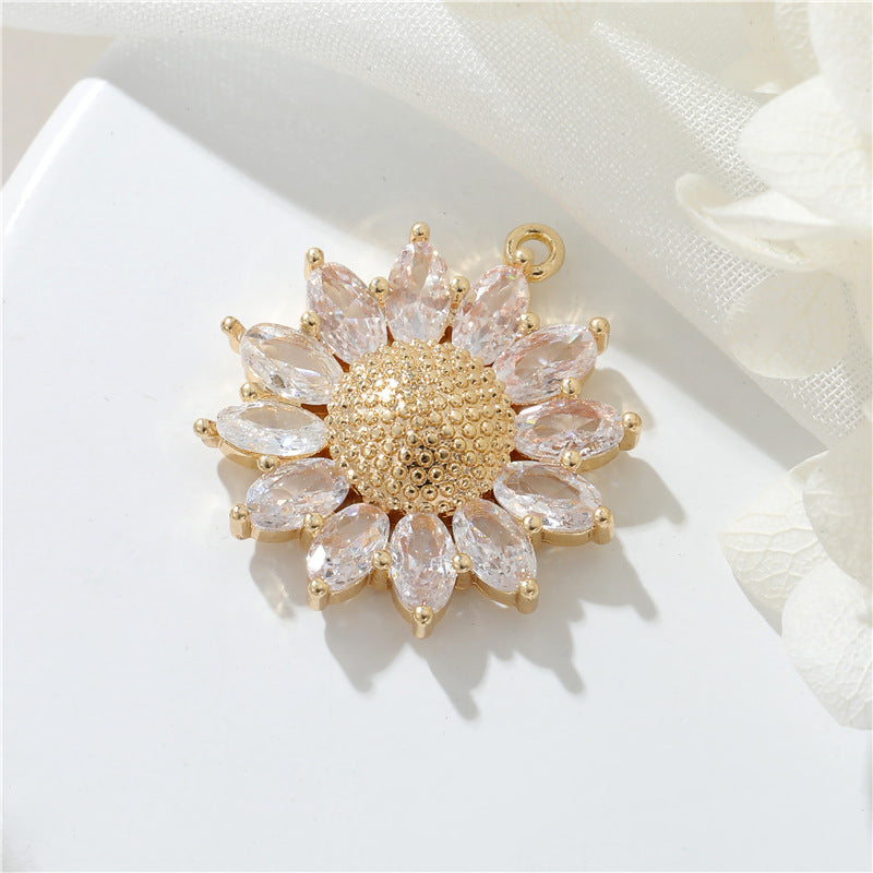 2 pendentif à breloque papillon carotte orange floral strass embelli 14K GF