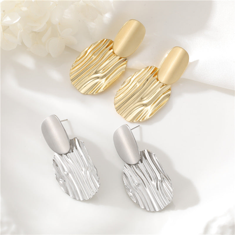 4 boucles d'oreilles à tige ovales martelées 14K GF Earing