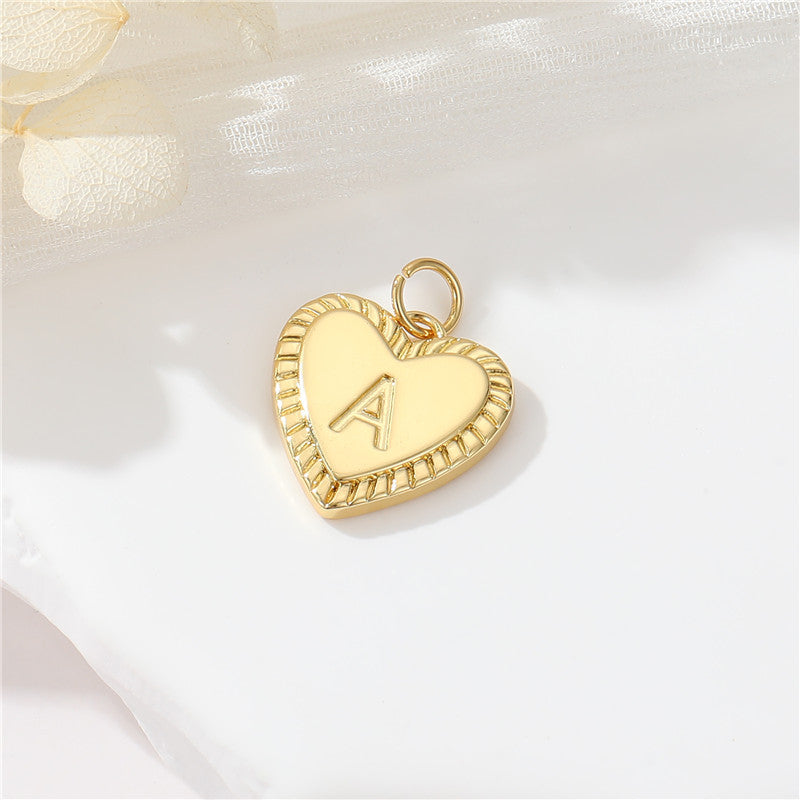 Pendentif à breloque 2 coeurs initiales Alphabet AZ 14K GF