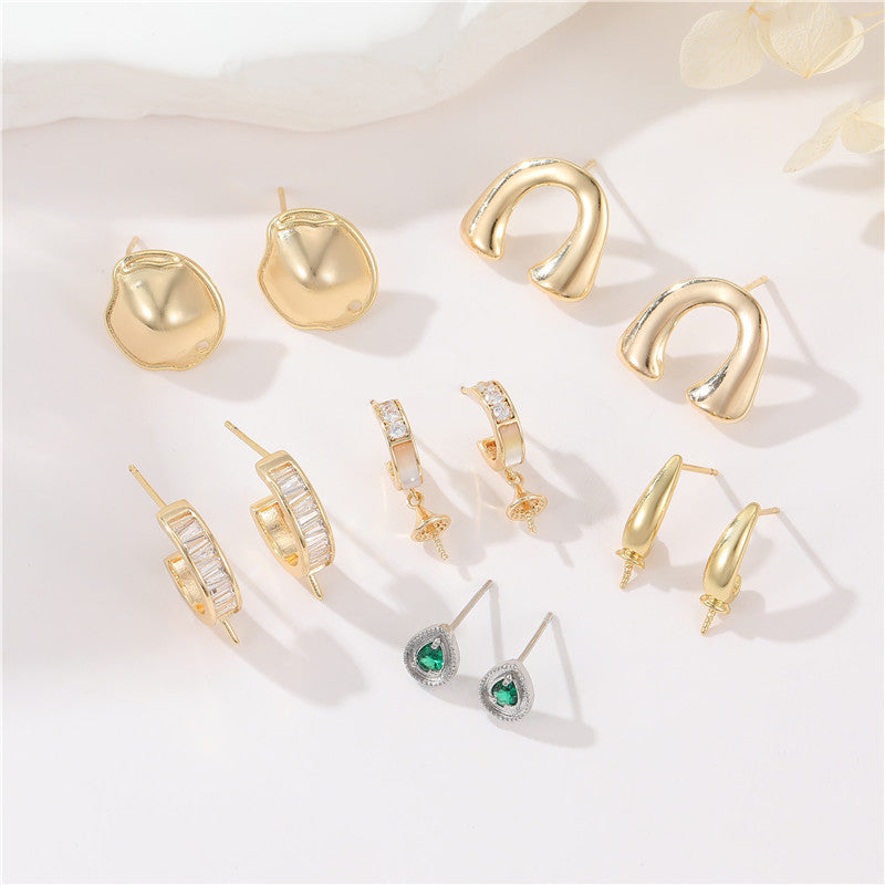 4 boucles d'oreilles goutte d'eau demi-cercle strass embellies 14K GF boucle d'oreille demi-percée perle vierge