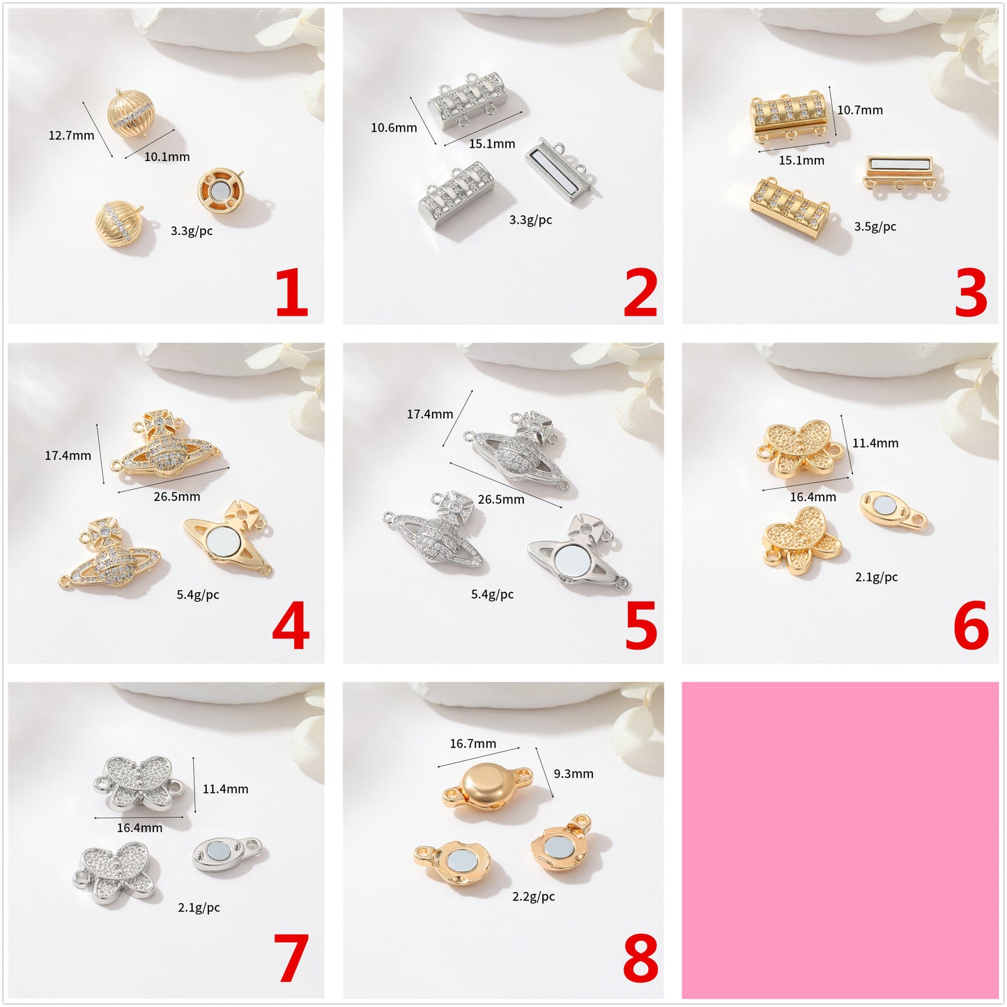 2 fermoirs magnétiques papillon Saturne rectangulaire citrouille, connecteur de fermoirs pendentif 14K GF