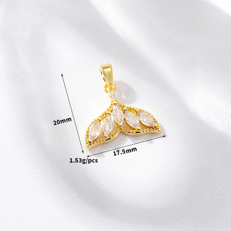 2 Sirène Baleine Queue Ours Panda Floral Charm Pendentif Strass Embelli 14K GF