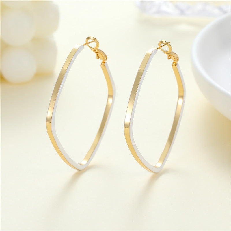 4 Square Circle Hoop Earrings Enamel Epoxy 14K GF Earing