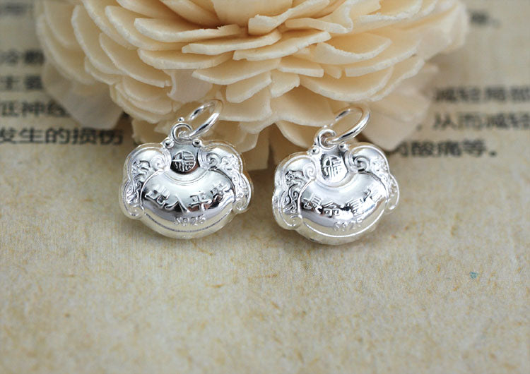 Sterling Silver Longevity Lock Charm Pendant S925 S990 Finding