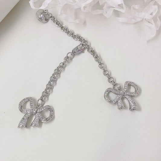 2 connecteurs de charme nœud papillon multi-boucles ornés de strass 14K GF
