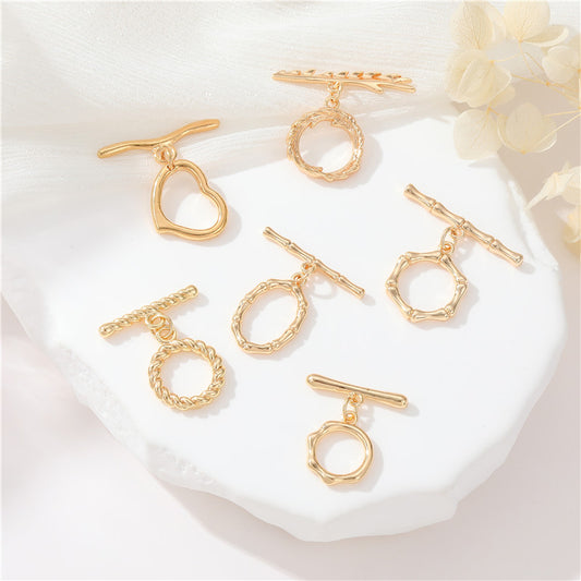 Connecteur de fermoirs OT, 2 cœurs ovales, cercle de fusion torsadé, fermoir 14K GF