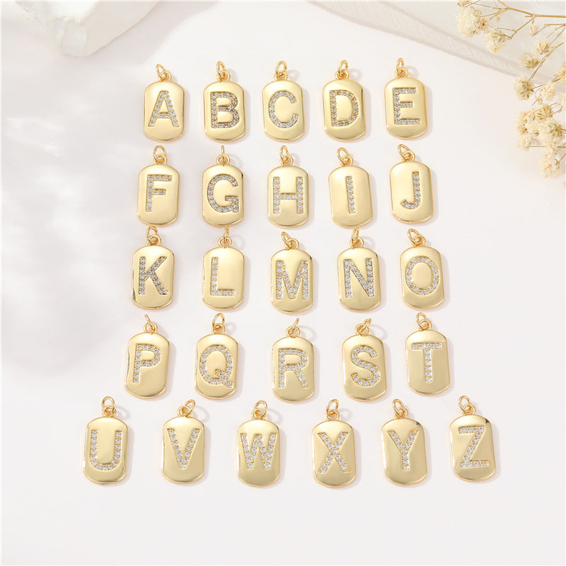 2 pendentif à breloque initiale Alphabet AZ orné de strass 14K GF
