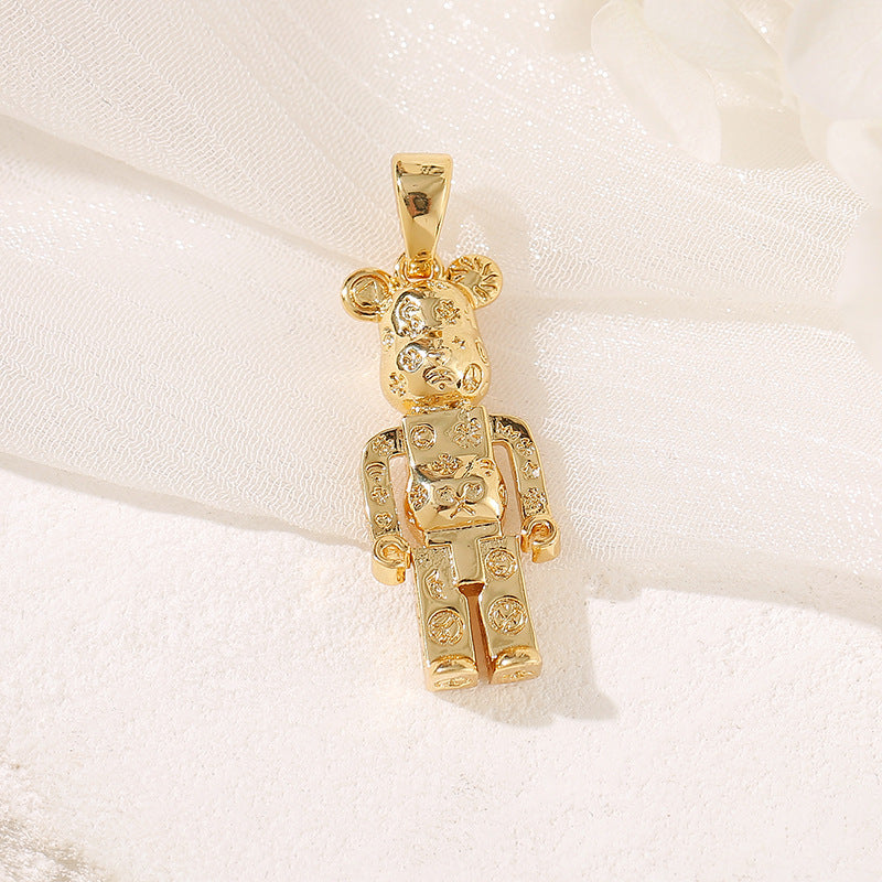 Pendentif à breloque 2 ours orné de strass 14K GF