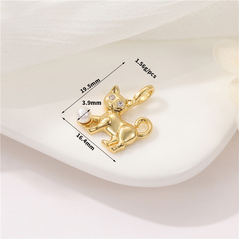 2 Chat Lapin Tortue Dinosaure Charme Pendentif Strass Embelli 14K GF