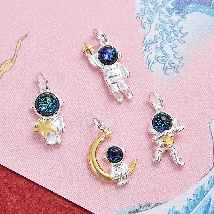 Sterling Silver Astronaut Charm Pendant S925 Finding