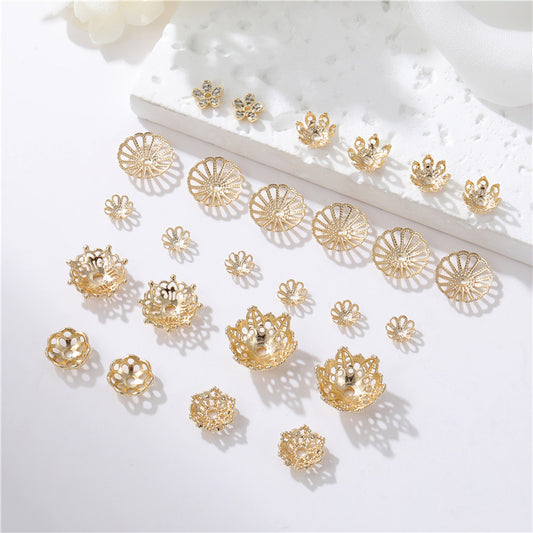 10 capuchons de perles florales, tasse 14K GF, entretoise de perles de charme