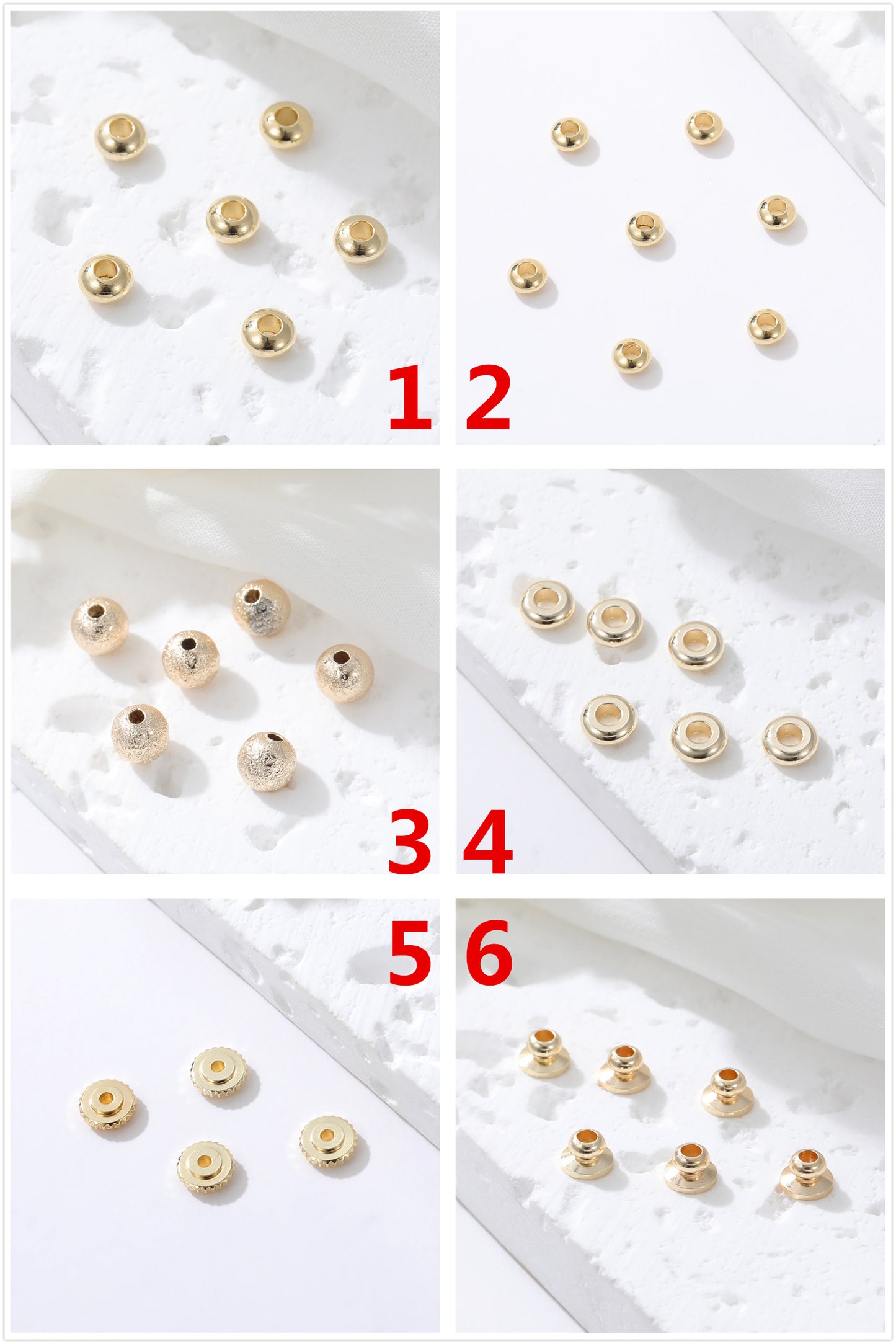 10 Charme de perle ronde plate 14K GF Entretoise de perles