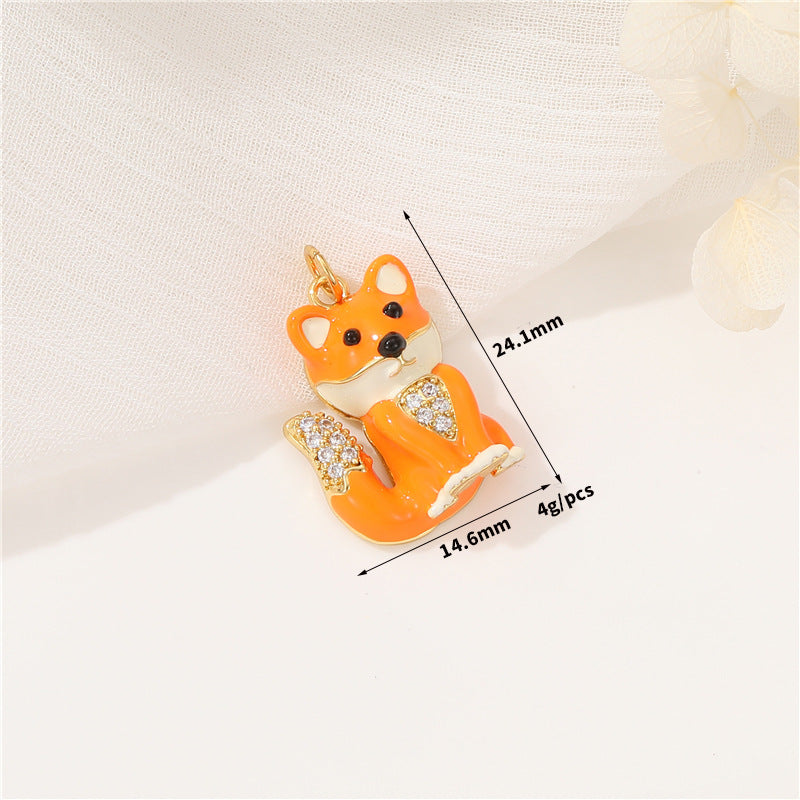 2 Chien Lapin Pigeon Chat Oiseau Charme Pendentif Émail Époxy 14K GF Strass Embelli