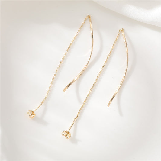 Boucles d'oreilles à tige enfile-chaîne à 4 maillons ovales, 14 carats GF