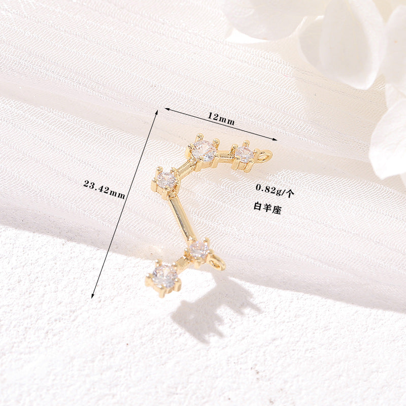 Pendentif à breloque zodiaque 2 étoiles orné de strass 14K GF