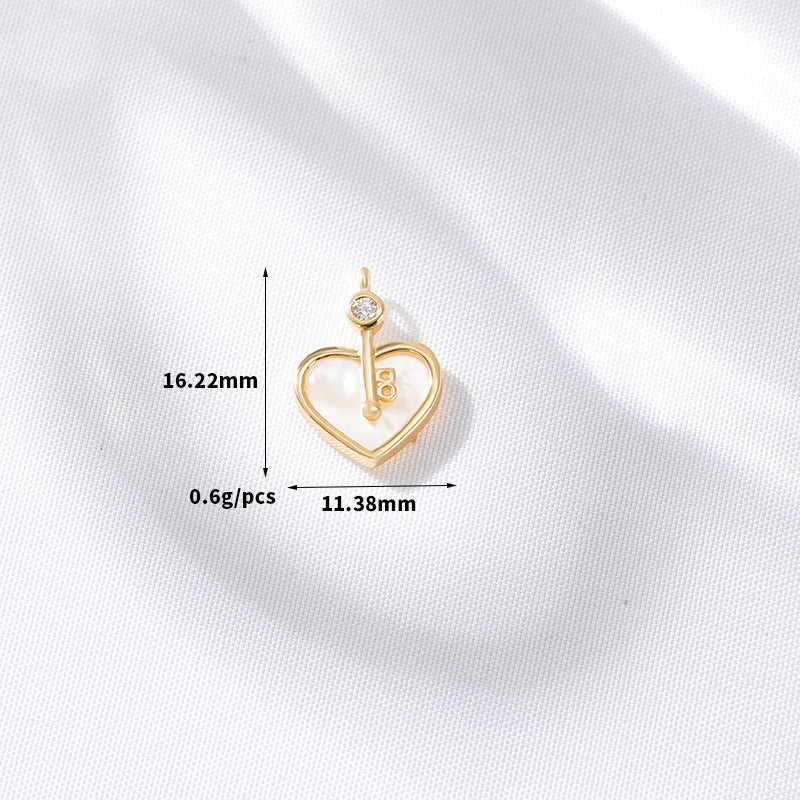 2 coeur étoile sirène queue de baleine violoncelle papillon clé nuage croix pendentif à breloque coquille strass embelli 14K GF