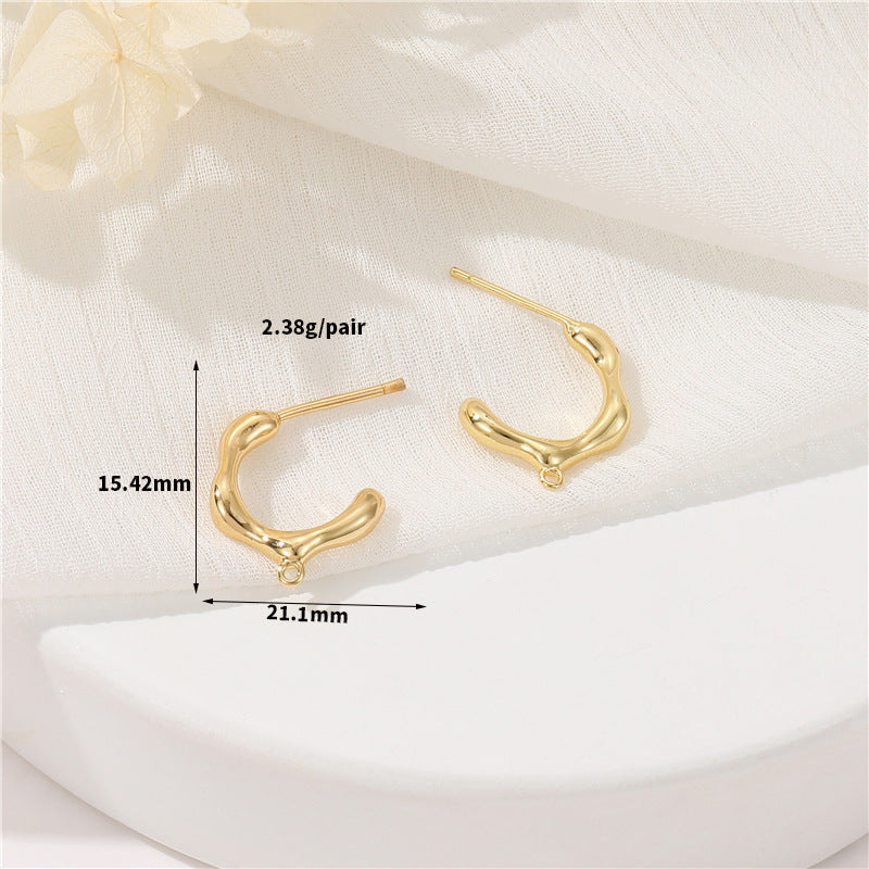 4 boucles d'oreilles à tige en demi-cercle avec perle en boucle et strass vierges ornés de strass 14 carats GF